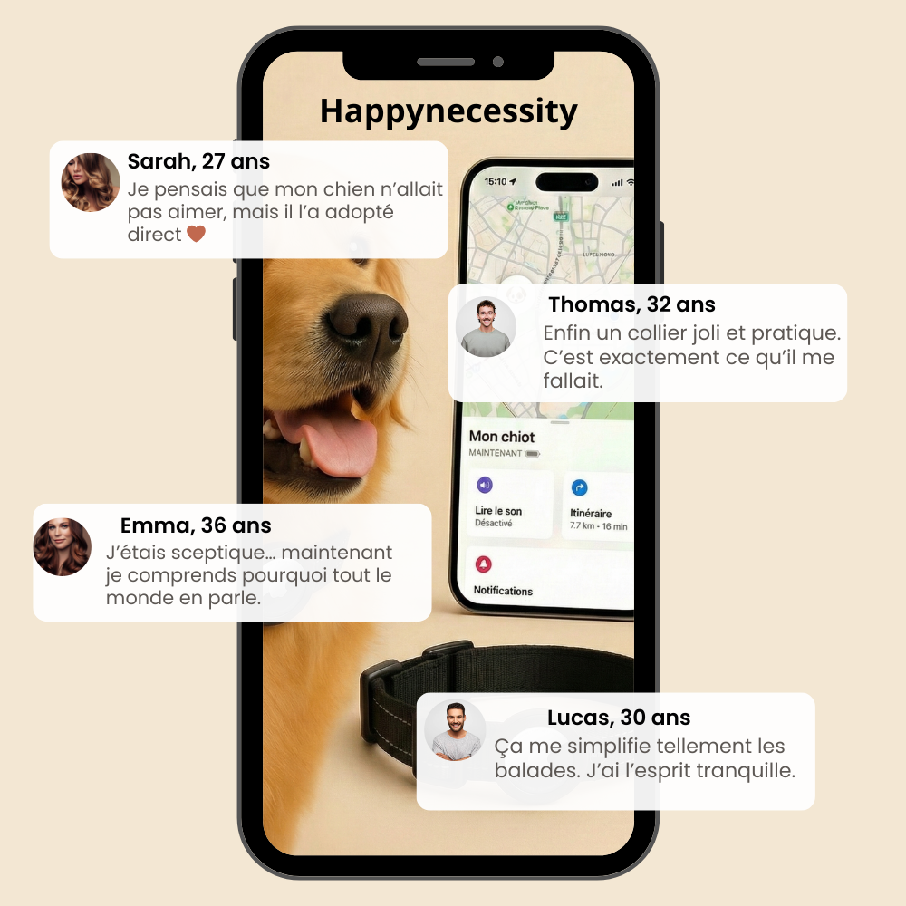 HappyNecessity™ – Collier Réfléchissant Premium avec Support Tracker Intégré
